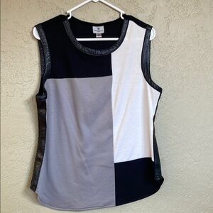 Worthington Black, Gray, and White Color Block Tank Top